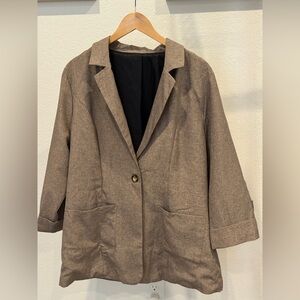 Neutral Taupe Lightweight Blazer XXL (Fits Like XL) | Relaxed Single Button NWOT